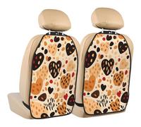 Tiger Print Heart Car Seat Kick Mats, Leopard Print Love 2 Pack Back Seat Protectors with Storage Pockets Water Resistant Mud And Scratches with Adjustable Buckle