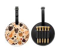 Tiger Print Heart Golf Tee Holder Leopard Print Love Leather Golf Tee Organizer Bag for Women Men Water-Resistant Great Gifts for Golfer Lovers