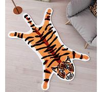 Tiger Print Rug Animal Printed Small Area Rugs Faux Cowhide Skin Leather Nonslip Personalized Bath Carpet Cartoon Rug Bedroom Office Living Room Floor Mat 2.6x1.8Ft/32.2inx21.4in