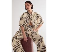 Tiger Print Short Sleeve Denim Shirt NastyGal Butter 16