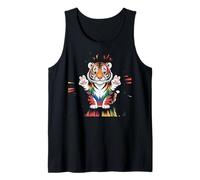 Tiger Print Tie Dye Peace Sign Hippie Tiger Costume Adult Tank Top