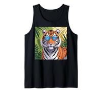 Tiger Print Tiger Wearing Sunglasse Blue Tiger Costume Adult Tank Top