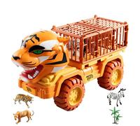 Tiger Prison Car Toy Set - Wildlife Transport Trailer, Safari Capture Truck | Interactive Inertia Powered Motion, Engaging Pretend Play Vehicle Design, Fun Learning Toy For Boys, Girls, Young Children