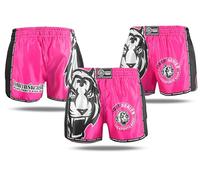 Tiger Pro Muay Thai Boxing Shorts for Training and Kick Boxing, Combat Sports - Multiple Color Options, Pink/Black, Large