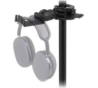 Tiger Professional Headphone Holder Clamp for Microphone & Music Stand - Sturdy Secure Mount, 360° Swivel, Adjustable Angle, Fits a Wide Range of Headphones, Square Grip Attachment