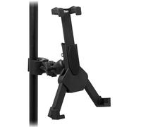 Tiger Professional Tablet iPad Mount Clamp for Microphone Music Stand, Sturdy Secure, Ball Joint 360° Swivel, Adjustable Angle, Expandable Fit Wide Range Devices, Square Grip Attachments