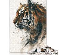Tiger Profile Art Painting Puzzles for Adults 1000 Piece Puzzle for Teenager Age 12 Years Up Christmas Eve Gifts 1000pcs (75x50cm)