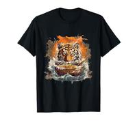 Tiger Ramen Bowl Artwork Waves Japanese Noodles Animal Art T-Shirt
