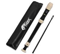 Tiger REC4-BK Soprano Descant Recorder - Three-Piece School & Beginners Recorder with Bag, Cleaning Rod and English Baroque Fingering - Black and Ivory