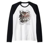 Tiger Red Eyes Angry Look Street Style Vibes Raglan Baseball Tee