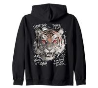 Tiger Red Eyes Angry Look Street Style Vibes Zip Hoodie