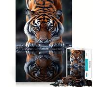 Tiger Reflection Jigsaw Puzzles 1000 Pieces for Teenagers Thought Toy Shared Fun Precise Edge Santa Wish Item 38x52cm