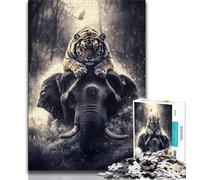 Tiger Riding An Elephant Puzzles 1000 Pieces for Teenagers,Help The Brain Exercise Addictive Toys to Cultivate Patience Great Gift (75x50cm)