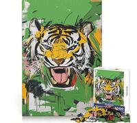 Tiger Roar Abstract Art 1000 Piece Jigsaw Puzzles for Adults Teenagers Cognitive Toy Leisure Fun Pattern Assembly Festive Gift 50x75cm