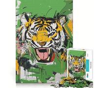 Tiger Roar Abstract Art Adults Puzzles 1000 Piece Jigsaws Mind Exercise Toy Relaxed Mind Design Assembly Santa Wish Gift 38x26cm