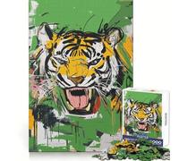 Tiger Roar Abstract Art Adults Puzzles 1000 Piece Jigsaws Mind Exercise Toy Relaxed Mind Design Assembly Santa Wish Gift 38x26cm