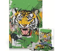 Tiger Roar Abstract Art Jigsaw Puzzles for Teenagers 1000 Piece Mind Skill Toy Simple Fun Design Assembly Memorable Gift 38x52cm