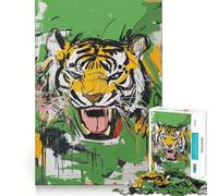 Tiger Roar Abstract Art Jigsaw Puzzles for Teenagers 1000 Piece Mind Skill Toy Simple Fun Design Assembly Memorable Gift 38x52cm