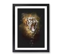 Tiger Roar Paint Splash Modern Framed Wall Art Print, Ready to Hang Picture for Living Room Bedroom Home Office Décor, Black A2 (64 x 46 cm)
