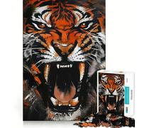 Tiger Roar Painting 1000 Piece Jigsaw Puzzle for Teenagers Brain Challenge Toy Relax Time Precise Cut Art Display 50x75cm