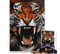 Tiger Roar Painting 1000 Piece Jigsaw Puzzle for Teenagers Brain Challenge Toy Relax Time Precise Cut Art Display 50x75cm