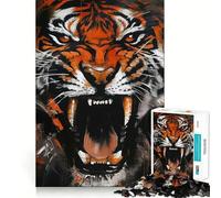 Tiger Roar Painting 1000 Piece Jigsaw Puzzles for Adults Mind Exercise Toy Casual Fun Precision Cut Artistic Gift 38x26cm
