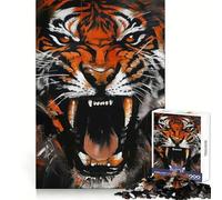 Tiger Roar Painting 1000 Piece Jigsaw Puzzles for Adults Mind Exercise Toy Casual Fun Precision Cut Artistic Gift 38x26cm