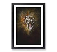 Tiger Roar Painting Framed Print | A2 Black Framed Wall Art | Ready to Hang | Modern Animal Picture | Living Room Bedroom Lounge Office