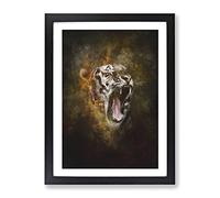 Tiger Roar Painting Modern Framed Print | A3 Black Framed Wall Art | Ready to Hang | Modern Animal Picture | Living Room Bedroom Lounge Office