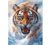 Tiger Roaring in The Ocean 500 Piece Premium Jigsaw Puzzle Science Fiction Magical Dream Adult Jigsaws Brain Training Hobby Home Decor Winter Gift Unique Shaped Recycled Material 500 PCS