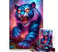 Tiger Roaring Jungle Jigsaw Puzzles 1000 Pieces for Teenagers Strengthen Recall Quiet Calm Quality Edge Santa Wish Gift 38x52cm