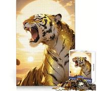 Tiger Roaring Sunset 1000 Piece Jigsaw Puzzles for Adults Teenagers Thought Toy Leisure Time Accurate Edge Wall Art Decor 38x52cm