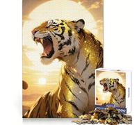 Tiger Roaring Sunset Jigsaw Puzzle for Adults 1000 Pieces Smart Reason Toy Group Joy Smooth Edge Fine Art Piece 50x75cm