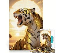 Tiger Roaring Sunset Jigsaw Puzzle for Adults 1000 Pieces Smart Reason Toy Group Joy Smooth Edge Fine Art Piece 50x75cm