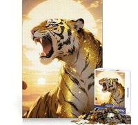 Tiger Roaring Sunset Jigsaws 1000 Pieces for Adults Mind Exercise Toy Stress Relief Design Assembly Elegant Gift 38x26cm