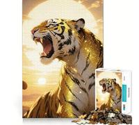 Tiger Roaring Sunset Jigsaws 1000 Pieces for Adults Mind Exercise Toy Stress Relief Design Assembly Elegant Gift 38x26cm