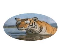 Tiger Round Area Rug Non Slip Backing Doormat Water Absorbent Plush Throw Low-Pile Non-Slip Floor Mat Carpet for Living Room Bedroom Entryway Nursery Room 80 * 80cm