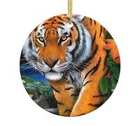 Tiger Round Christmas Hanging Ornaments For Xmas Tree Festive Season Holiday Party Decoration