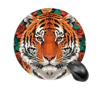 Tiger Round Gaming Mouse Pad Non-Slip Rubber Base Mousepad Travel Office Mousepads for Desk Funny Waterproof Computer Mouse Mat Cute Laptop Mouspad 7.8x7.8 Inch
