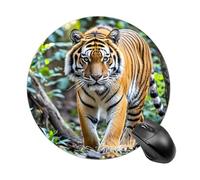 Tiger Round Mouse Pad 7.8 Inch, Portable Gaming Mouse Mat with Non-Slip Rubber Base & Smooth Surface, Waterproof Mousepad for PC, Laptop, Computer, Office, Home