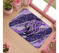 Tiger Runner Rug, Modern Eclectic Leopard Spots Waves None Violet College Dorm Essentials Edge Binding Doormat Throw Rug Rectangle for Kitchen Hallway Decor 2x3 Ft