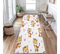 Tiger Runner Rugs for Hallway 80 x 250, Cute Cartoon Animal Hallway Runner Kids Boys Girls Pattern Carpet Runners for Kitchen Bedroom Living Room, Non Slip Long Rug ew197Q