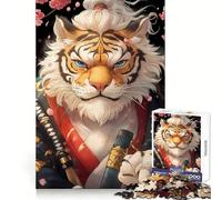 Tiger Samurai Animal 1000 Pieces Jigsaw Puzzles for Adults Thought Toy Calming Play Precise Edge Heartfelt Gift 38x26cm