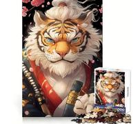 Tiger Samurai Animal Jigsaw 1000 Pieces for Teenagers Mind Exercise Toy Relaxing Fun Design Assembly Perfect Present 38x52cm