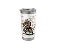 Tiger Samurai Blade Warrior Art Japanese Tiger Ronin Sumi-e Stainless Steel Insulated Tumbler