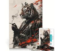 Tiger Samurai Calligraphy 1000 Piece Jigsaw Puzzles for Adults Teenagers Brain Game Mind Calm Exact Cut 38x26cm