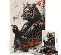 Tiger Samurai Calligraphy 1000 Piece Jigsaw Puzzles for Adults Teenagers Brain Game Mind Calm Exact Cut 38x26cm