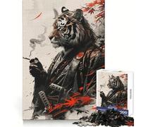 Tiger Samurai Calligraphy 1000 Piece Jigsaw Puzzles for Adults Teenagers Thought Toy Leisure Time Accurate Edge Wall Art Decor 50x75cm