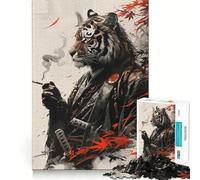 Tiger Samurai Calligraphy 1000 Piece Jigsaw Puzzles for Adults Teenagers Thought Toy Leisure Time Accurate Edge Wall Art Decor 50x75cm