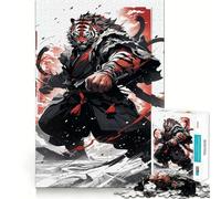 Tiger Samurai Japan Adults Puzzles 1000 Piece Jigsaws Mind Exercise Toy Relaxed Mind Design Assembly Santa Wish Gift 38x52cm